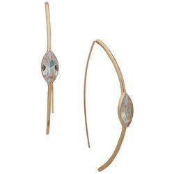 Marquise Rhinestone Gold Tone Threader Earrings