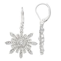 Napier Pave Snowflake Dangle Earrings