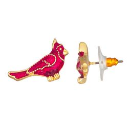 Napier Enamel Cardinal Bird Stud Earrings