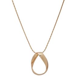 Nine West 34 In. Twisted Teardrop Gold Tone Chain Necklace