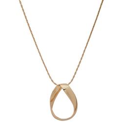 34 In. Twisted Teardrop Gold Tone Chain Necklace