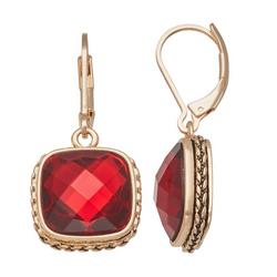 Square Faceted Drop Dangle Earrings