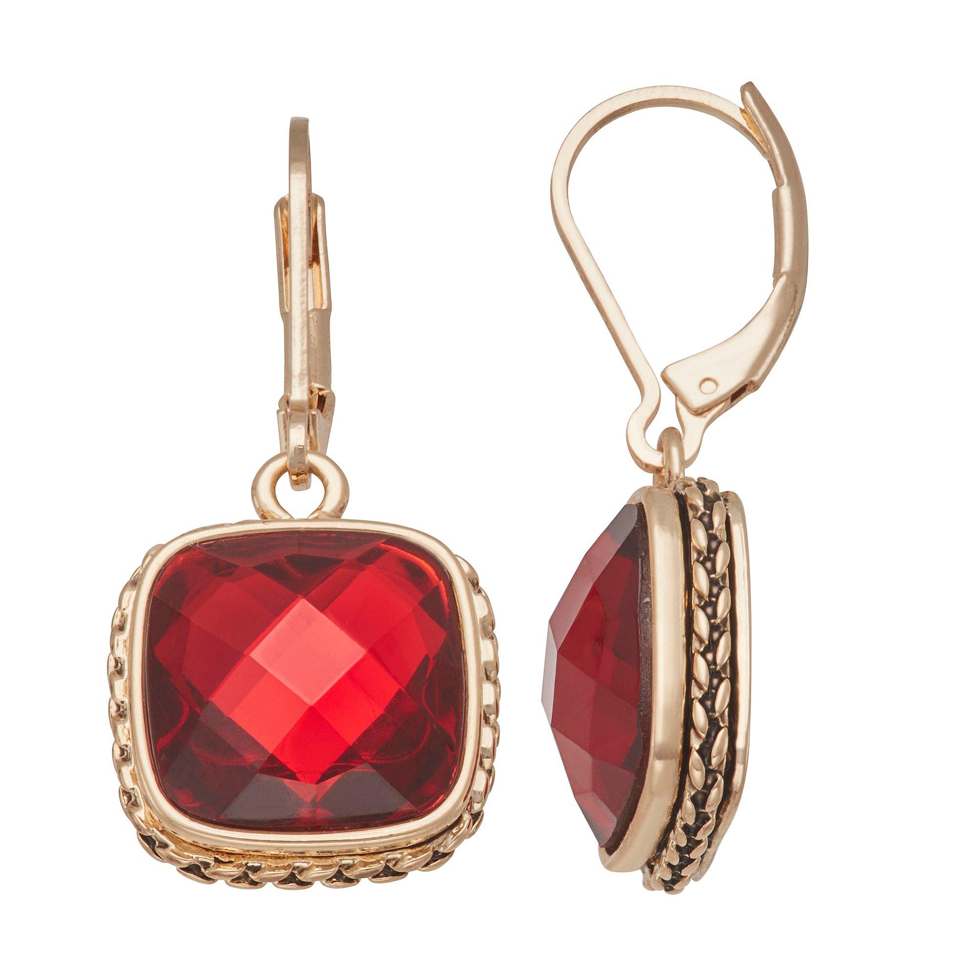Square Faceted Drop Dangle Earrings