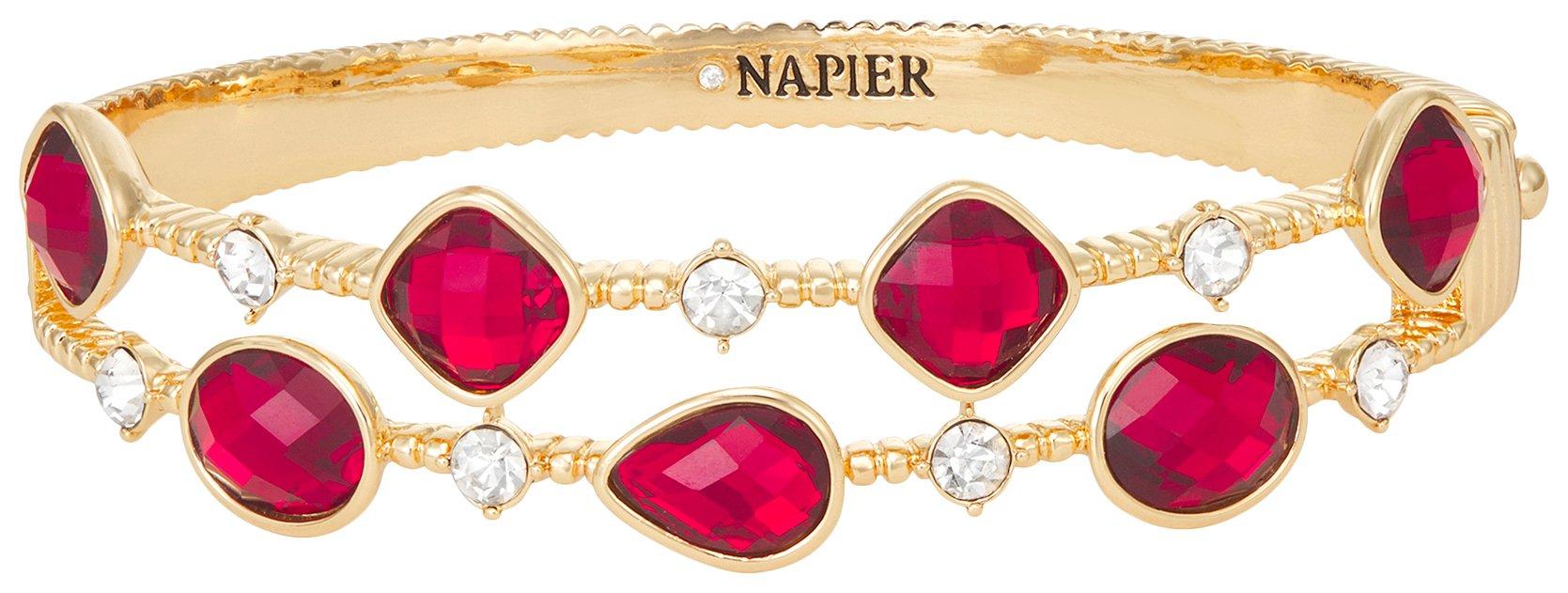 Napier 2.5 In. Rhinestone Hinged Bangle Bracelet