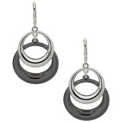 Double Open Circle Two-Tone Dangle Earrings