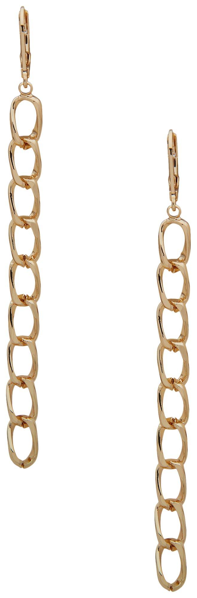 Nine West Linear Chain Drop Gold Tone Dangle Earrings
