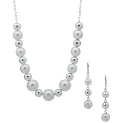 You're Invited Faux Pearl Dangle Earrings & Necklace Set