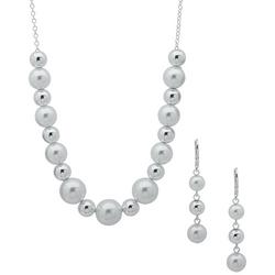 Faux Pearl Dangle Earrings & Necklace Set