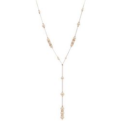 You're Invited Faux Pearl Pave Bead Chain Y-Necklace