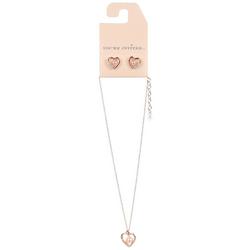 2-Pc. Pearl Heart Studs & Necklace Set
