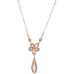 Napier Faceted Blossom Gold Tone Chain Necklace