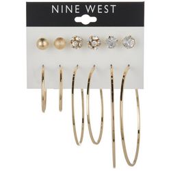 Nine West 6-Pr. Rhinestone Hoop Stud Earring Set