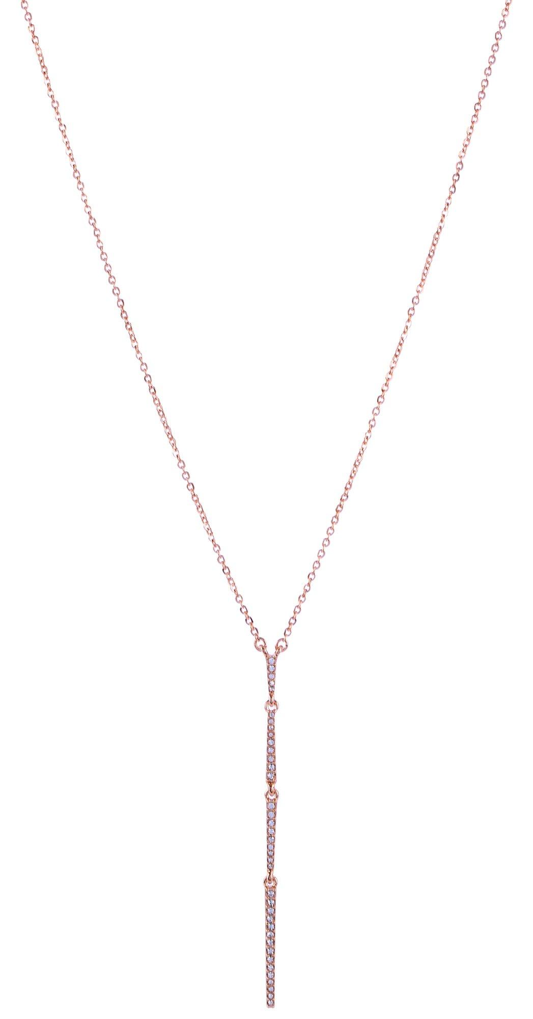 20 In. Pave Rose Gold Tone Y-Necklace
