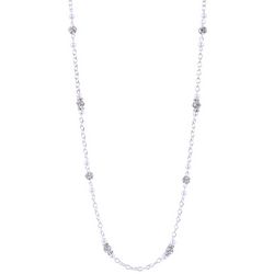 You're Invited 32 In. Pave Pearl Ball Chain Necklace
