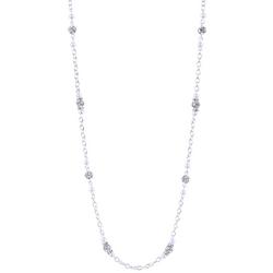32 In. Pave Pearl Ball Chain Necklace