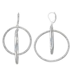 You're Invited Pave Double Open Circle Dangle Earrings