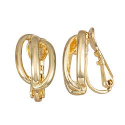 Napier 3-Line Oval Clip Earrings