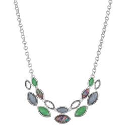 16 In. Marquise Abalone & Links Frontal Necklace