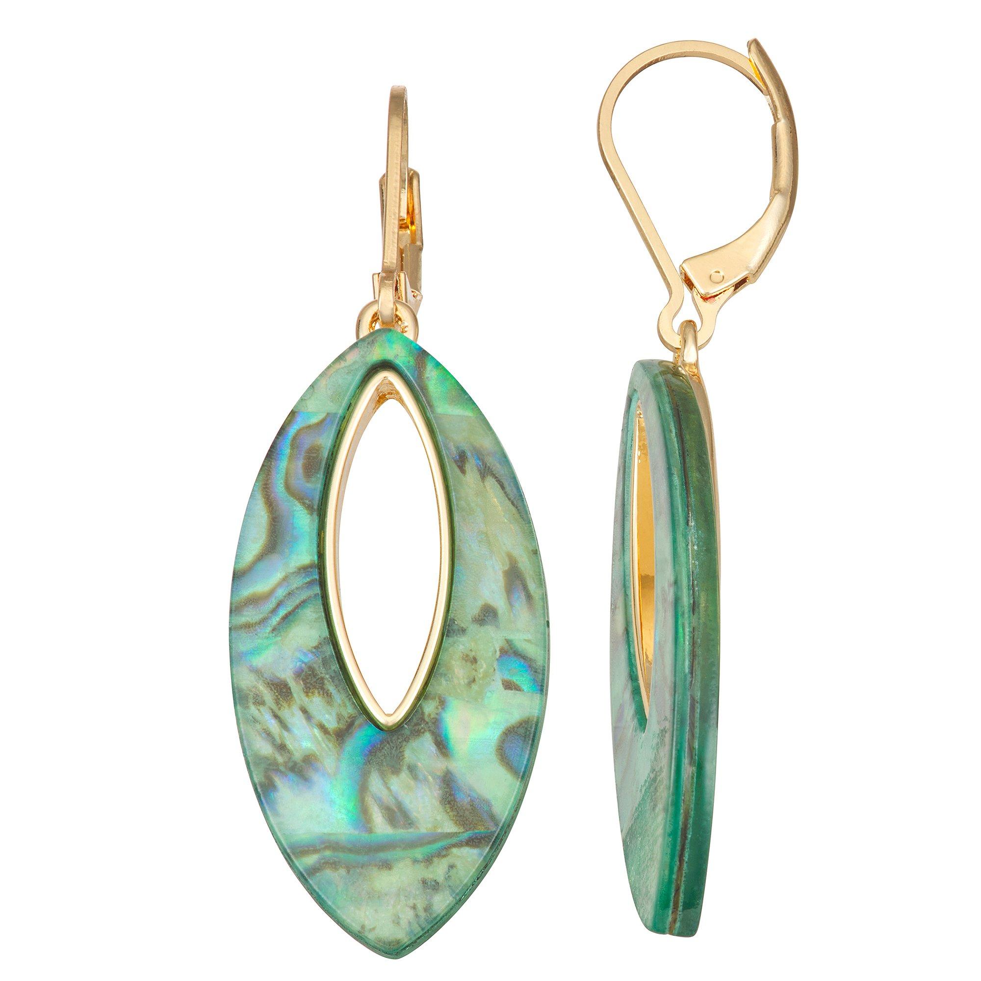Abalone Open Marquise Dangle Earrings