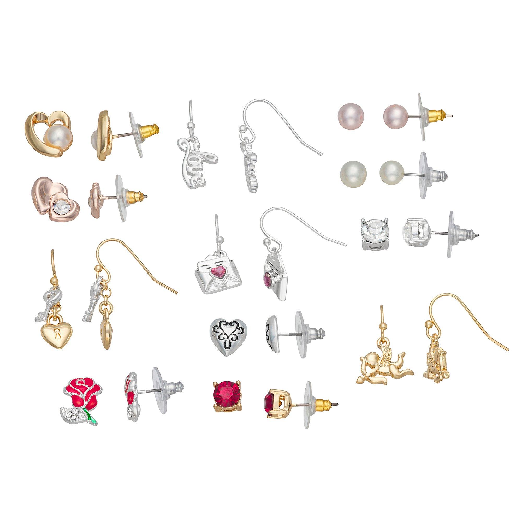 12-Pr. Valentine Dangle & Stud Earring Set