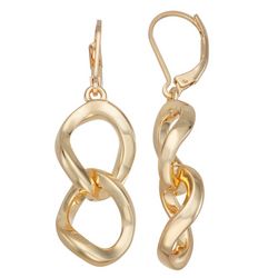 Napier Linear Double Link Drop Gold Tone Dangle Earrings