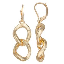 Linear Double Link Drop Gold Tone Dangle Earrings