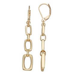 Napier Linear Triple Link Drop Gold Tone Dangle Earrings