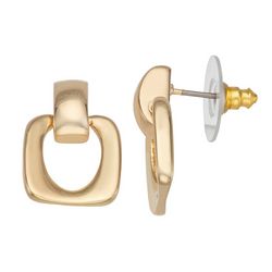 Napier Small Doorknocker Gold Tone Stud Earrings