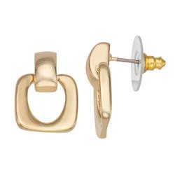 Small Doorknocker Gold Tone Stud Earrings