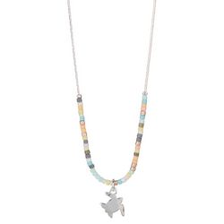 Viva Life Turtle Charm Seed Beads 14 In. Necklace