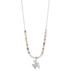 Turtle Charm Seed Beads 14 In. Necklace