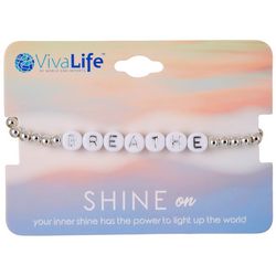 Viva Life Breathe Silver Tone Bead 7 In. Stretch Bracelet