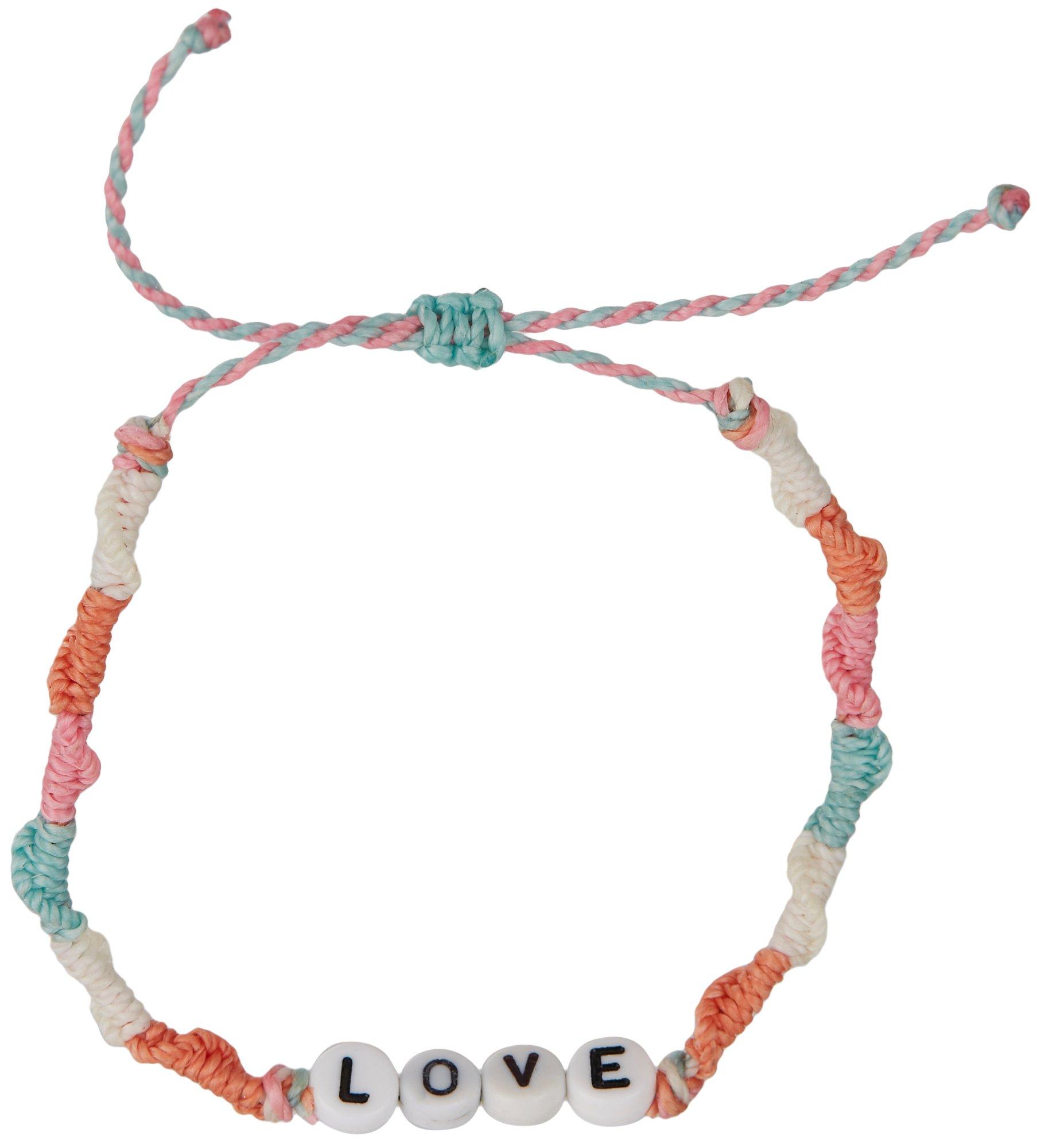 Viva Life Beaded Love Adjustable Woven Cord Bracelet