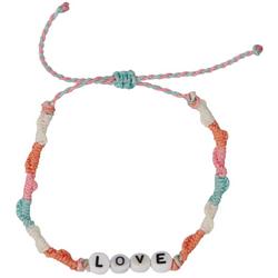 Beaded Love Adjustable Woven Cord Bracelet
