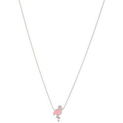 Viva Life Flamingo Charm Silver Tone Chain Necklace