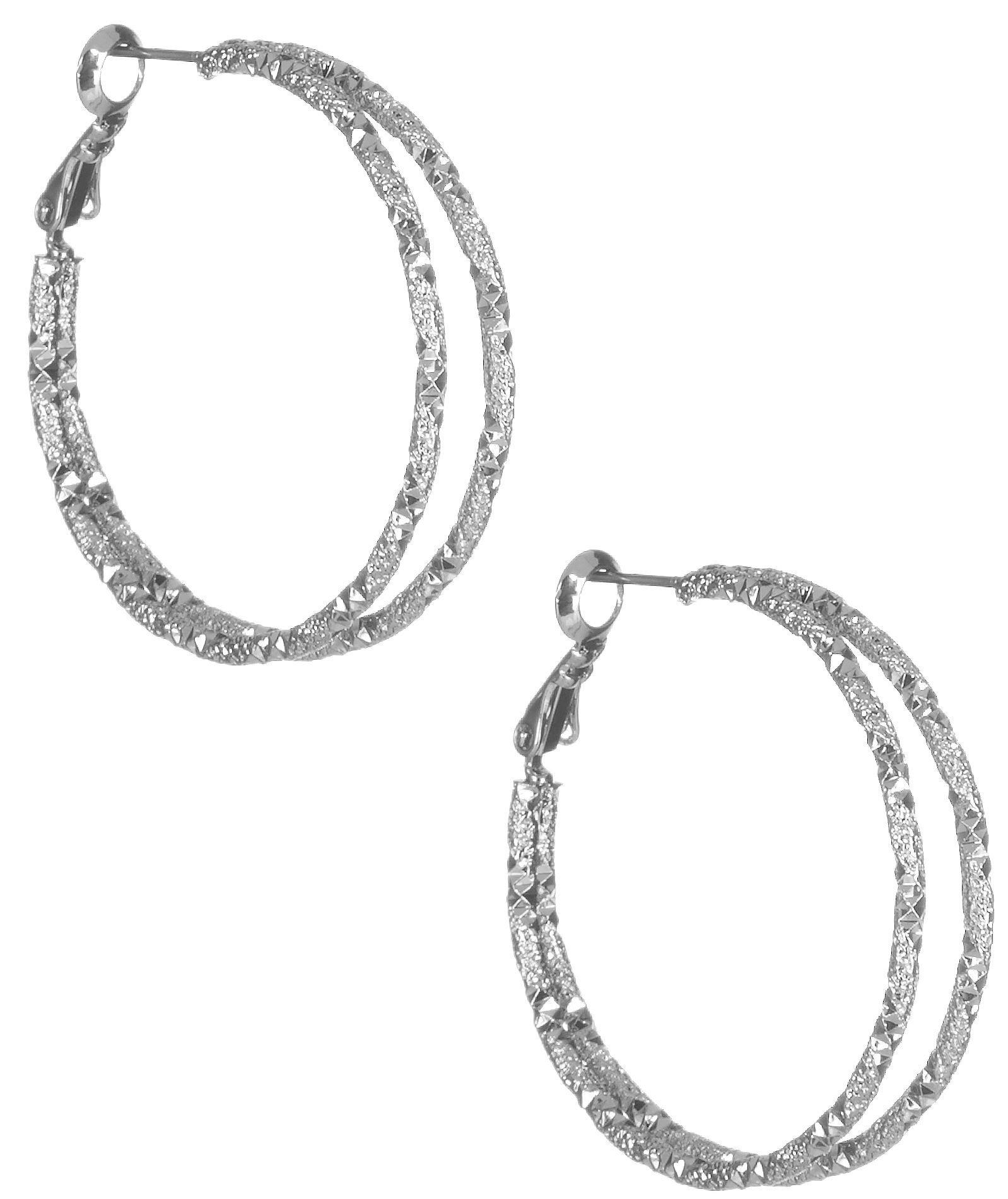 Bay Studio Silver Tone Double Hoop Earrings