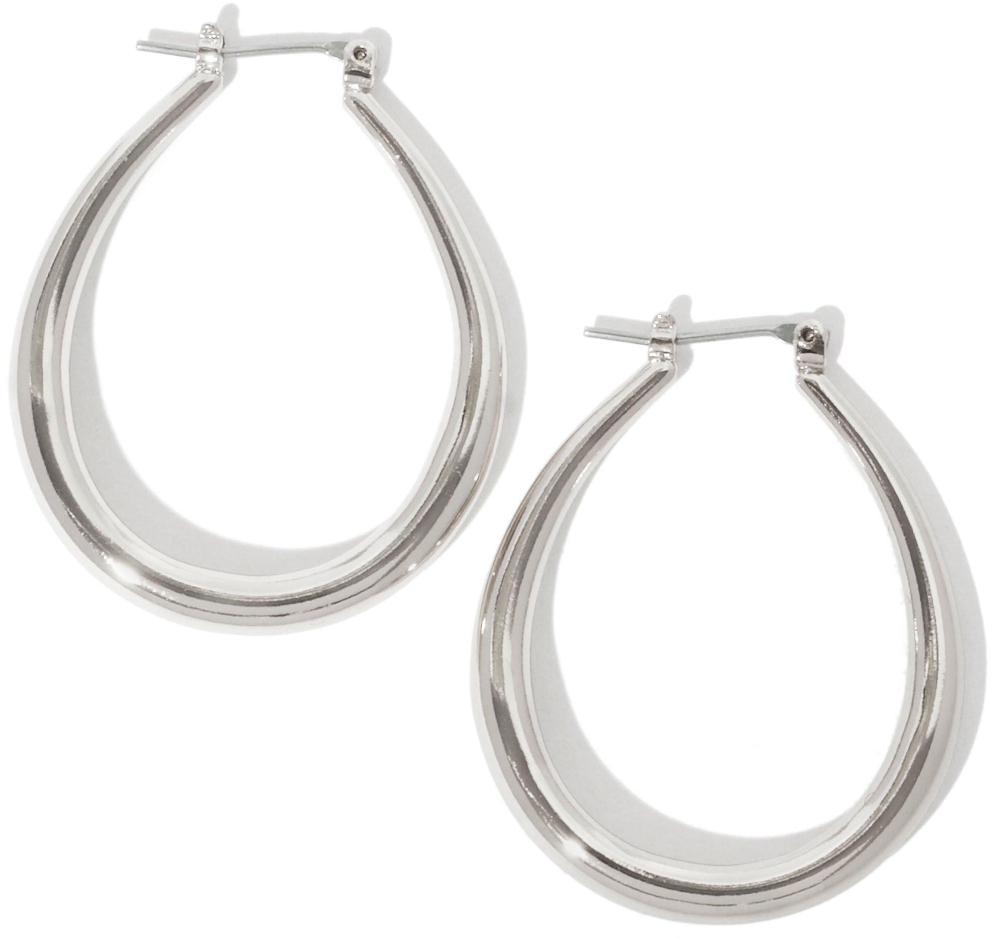 Bay Studio Silver Tone Oval Hoop Earrings