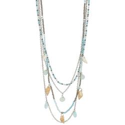 4-Row 34 In. Bead & Shell Charms Chain Necklace