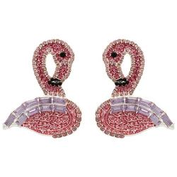 Rhinestone Flamingo Stud Earrings