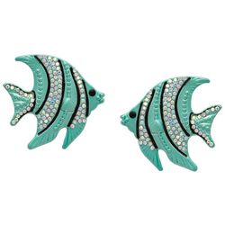Beach Chic Pave Angel Fish Stud Earrings