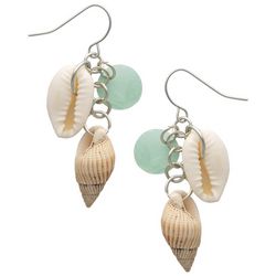 Beach Chic Shell & Bead Cluster Dangle Earrings