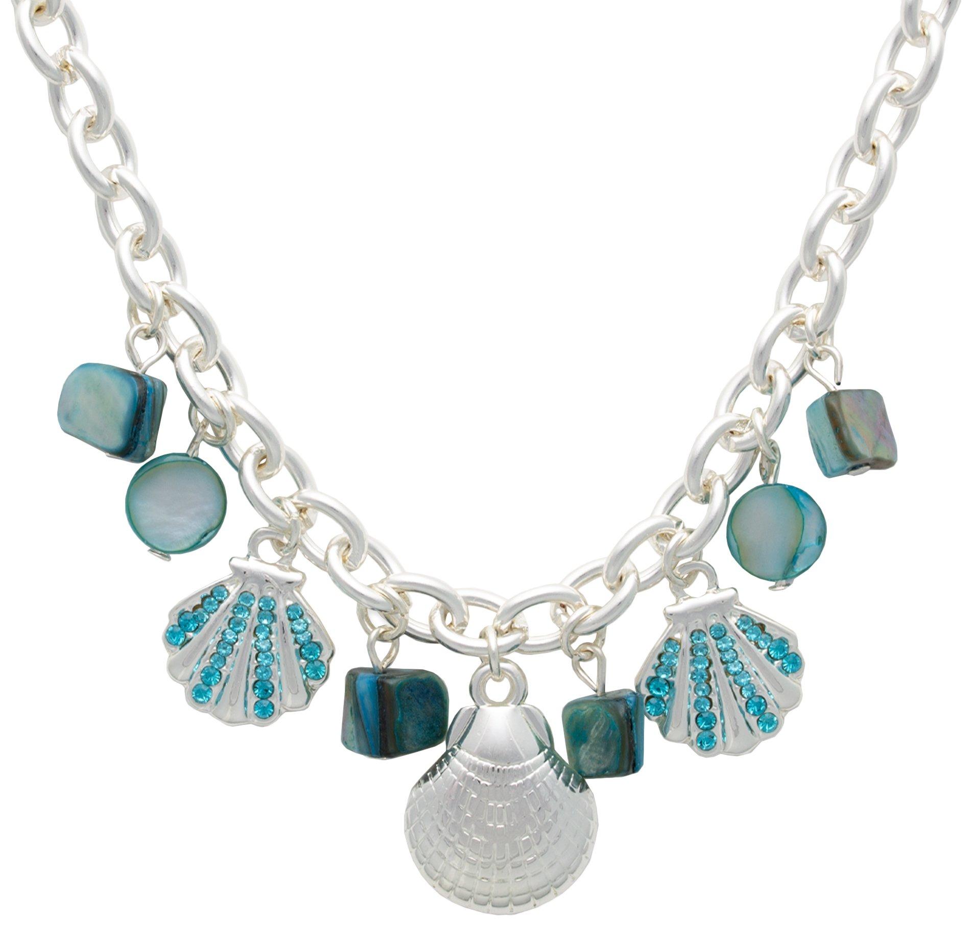 Beach Chic 18 In. Pave Shell & Chip Bead Frontal Necklace