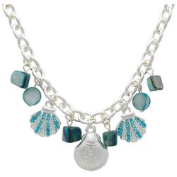 18 In. Pave Shell & Chip Bead Frontal Necklace