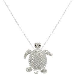 18 In. Pave Turtle Pendant Chain Necklace