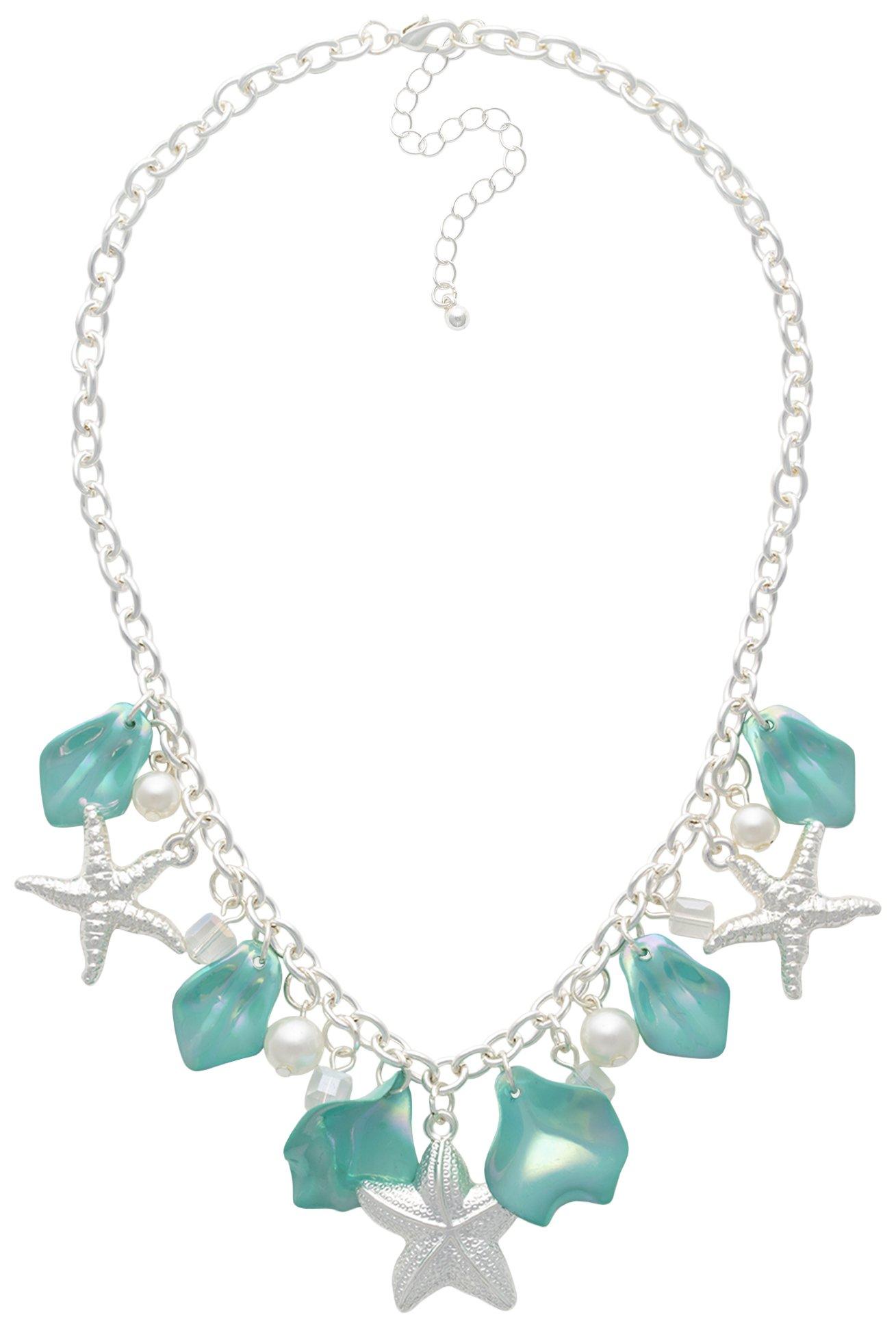Beach Chic 18 In. Starfish Pearl & Shell Frontal Necklace