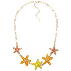Beach Chic Textured Enamel Starfish Frontal Necklace