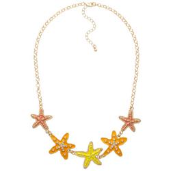 Textured Enamel Starfish Frontal Necklace