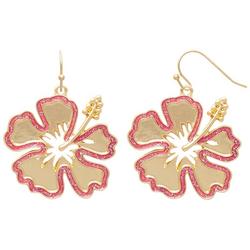 Enamel Tropical Hibiscus Dangle Earrings