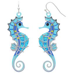 Textured Enamel Seahorse Dangle Earrings