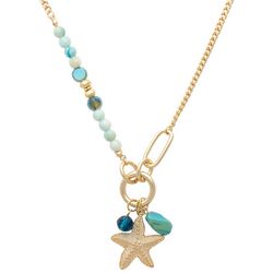 Beach Chic 18 In. Beaded Starfish Charms Chain Necklace